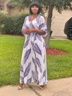 Amayaa Fern Print Kimono Sleeve Maxi Dress