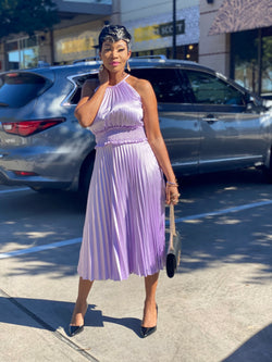 Diana Light Fuschia Sleeveless Pleated Dress