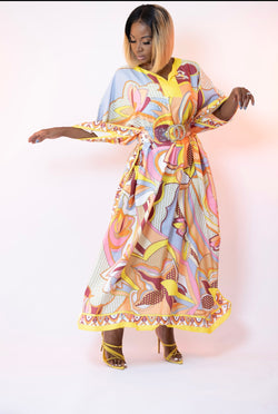 Nina Yellow Flowy Kaftan