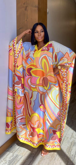 Nina Yellow Flowy Kaftan