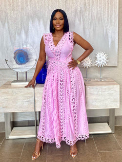 Lavender Studded Midi Dress