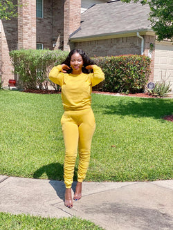 Marissa Yellow Lace Up Jogger Set