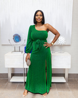 Medina High Slit Off Shoulder Dress