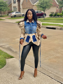 Shelly Mix Denim Detailed Arms Jacket