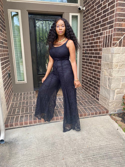 Vivian Wide Legged Black Lace Jumpsuit