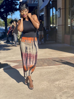 Zorey Black Combo Tie Dye Midi Skirt